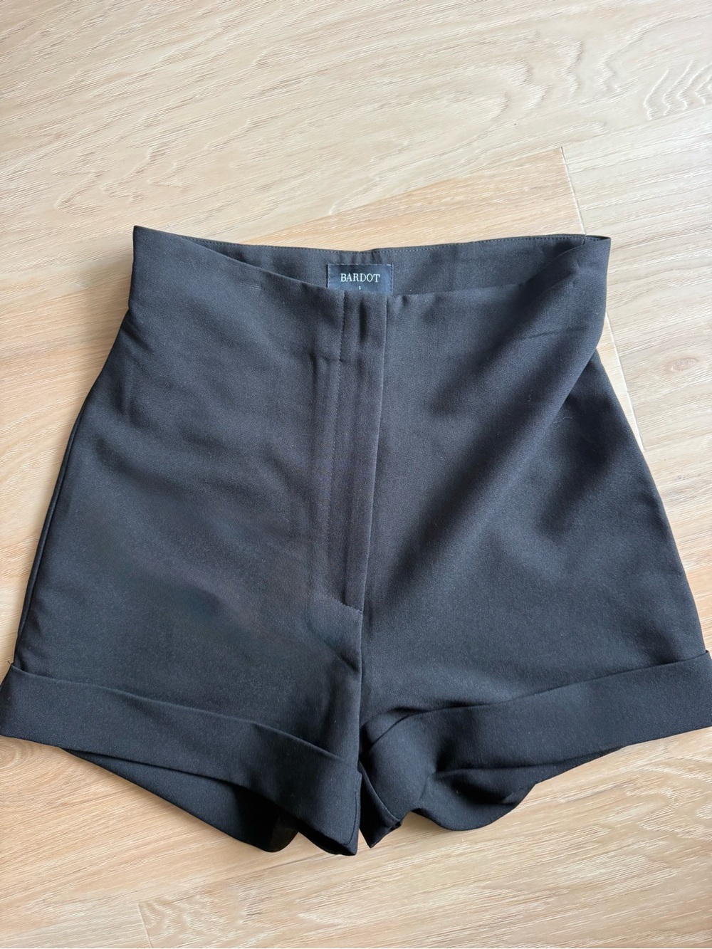 Bardot Black High-Rise Cuffed Tailored Shorts